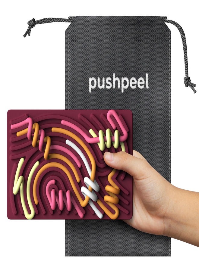 Pushpeel Sensory Activity Board: Silicone Fidget Toy for Calming, Stress, Anxiety, ADHD & Autism | Silent, No Mess | Kids 3+ & Adults | Includes Portable Travel Bag & 11 Strings - Image 3